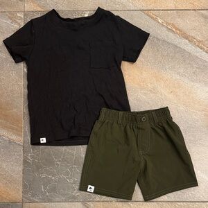 Olive + Scout Black T-Shirt and Green Shorts Set